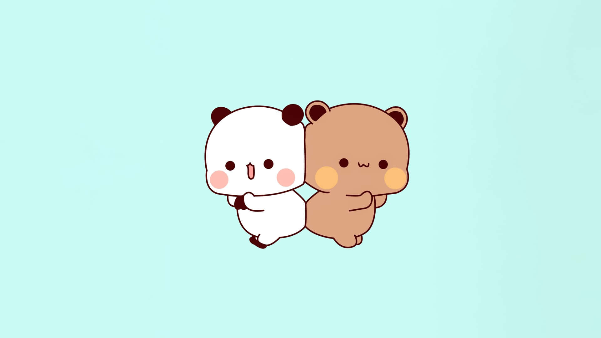 Adorable Pandaand Bear Cartoon Friends Wallpaper