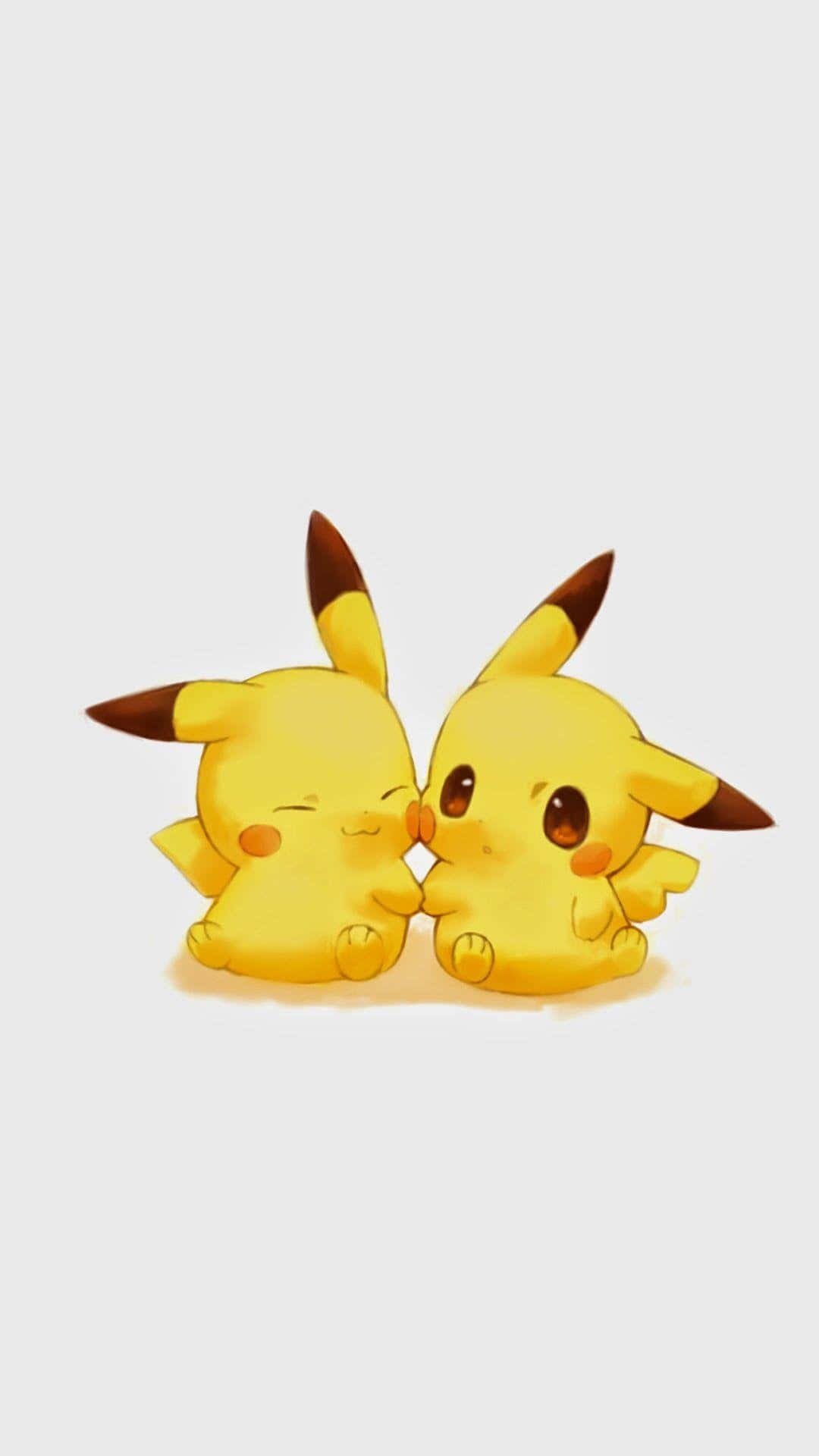 Adorable Pikachu Pair Kissing Wallpaper