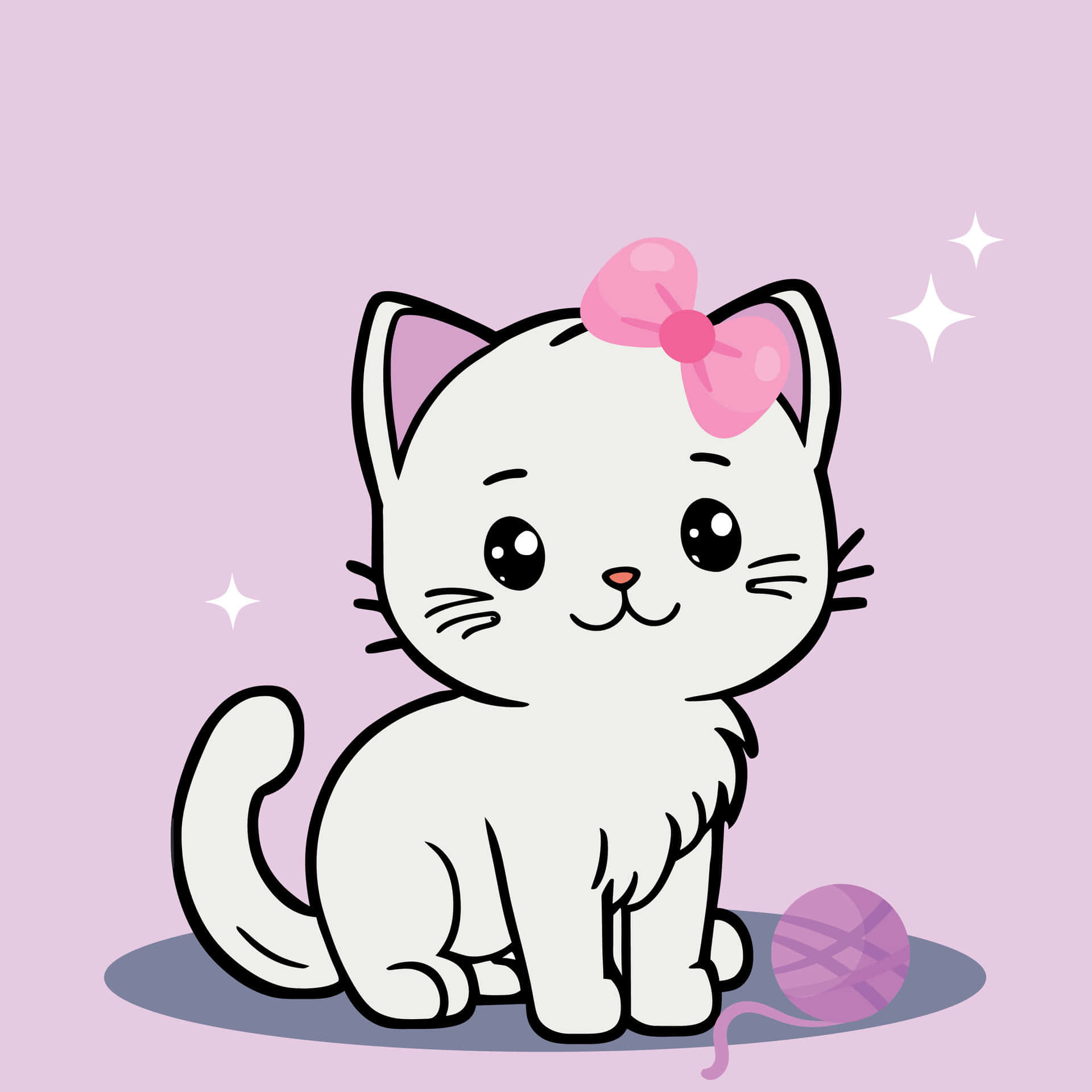 Adorable Pink Bow Kitten Wallpaper