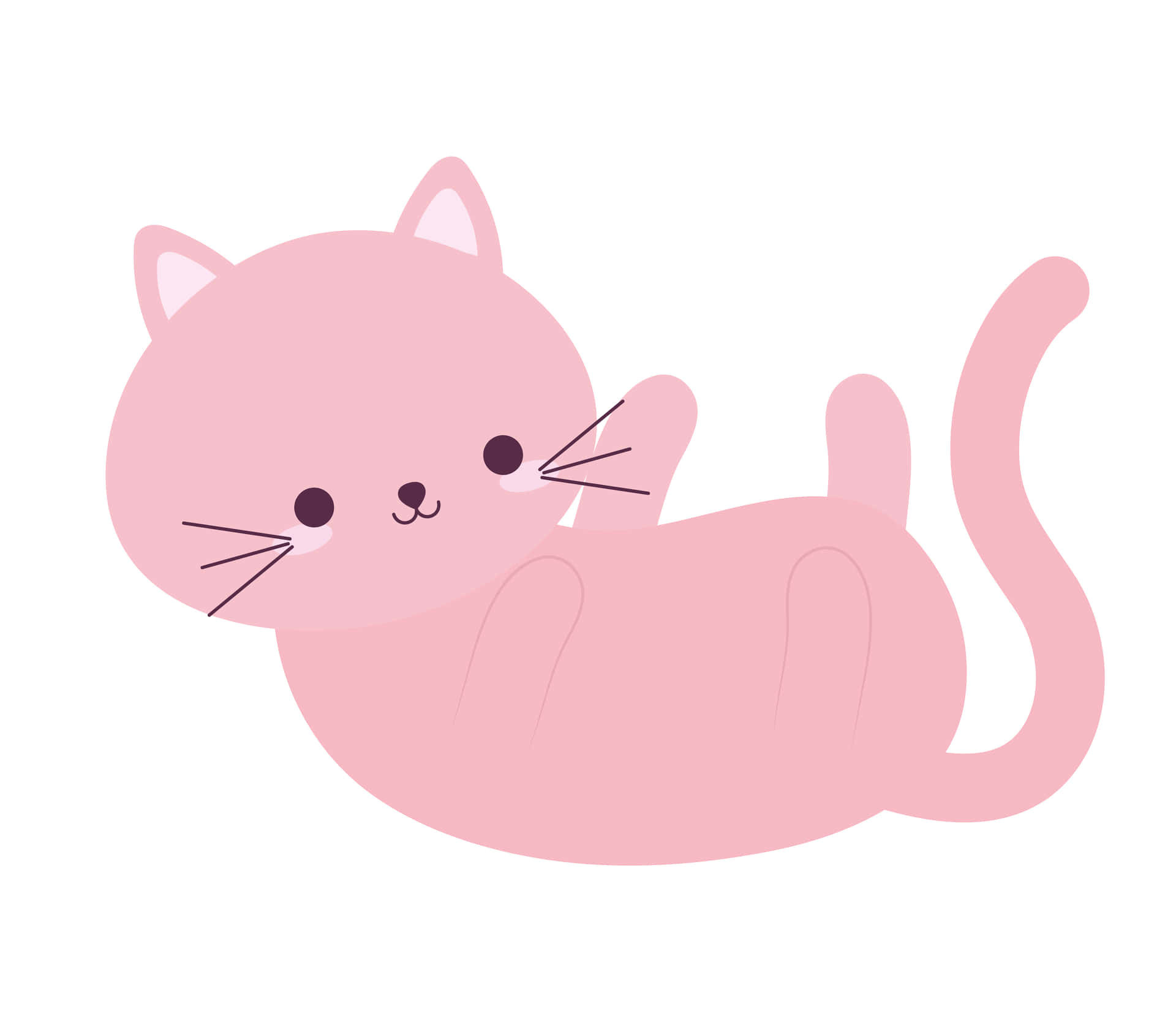 Adorable Pink Cat Illustration Wallpaper