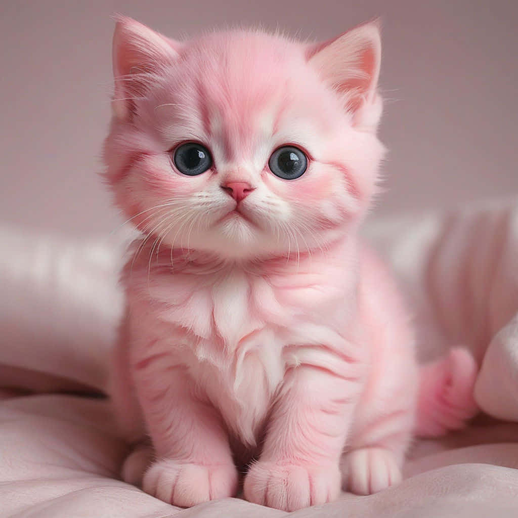 Adorable Pink Kitten Wallpaper