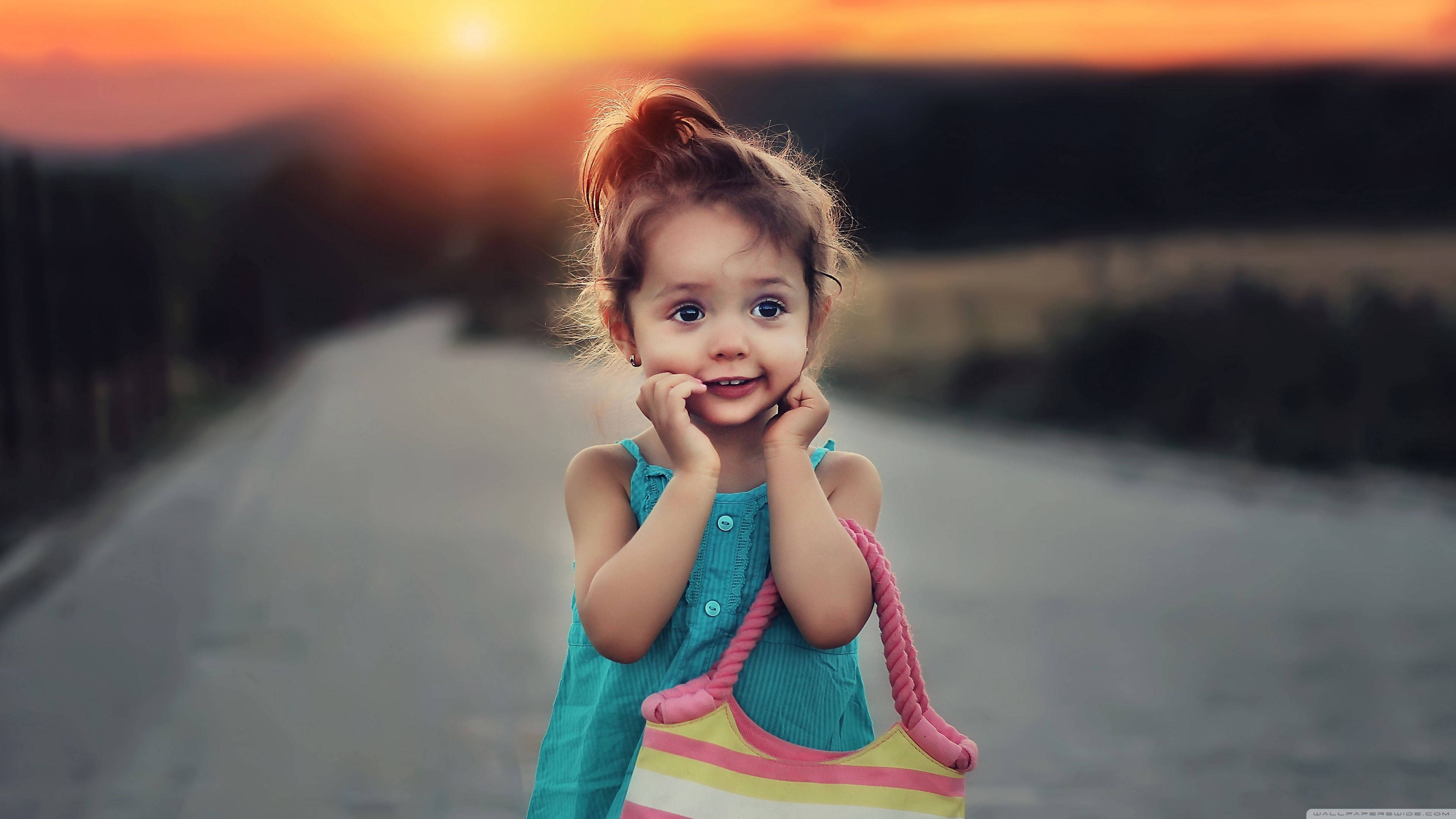 Adorable Pose Of Baby Love Wallpaper