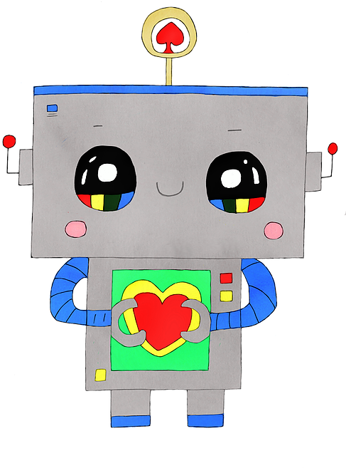 Adorable Robot With Heart PNG