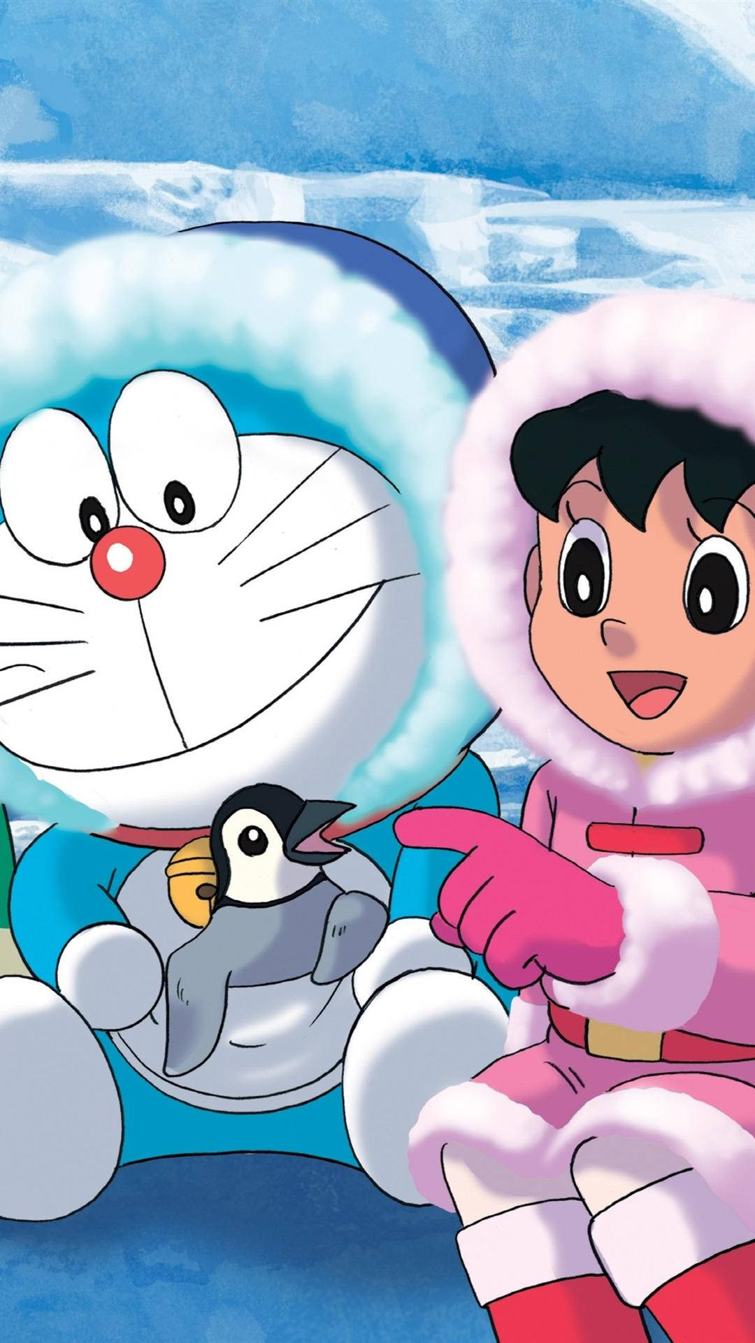 Adorable Shizuka And Doraemon iPhone Wallpaper