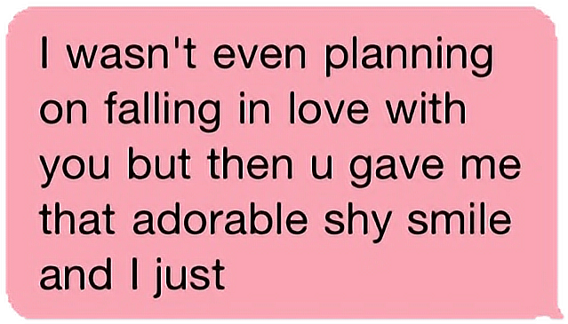 Adorable Shy Smile Love Message PNG