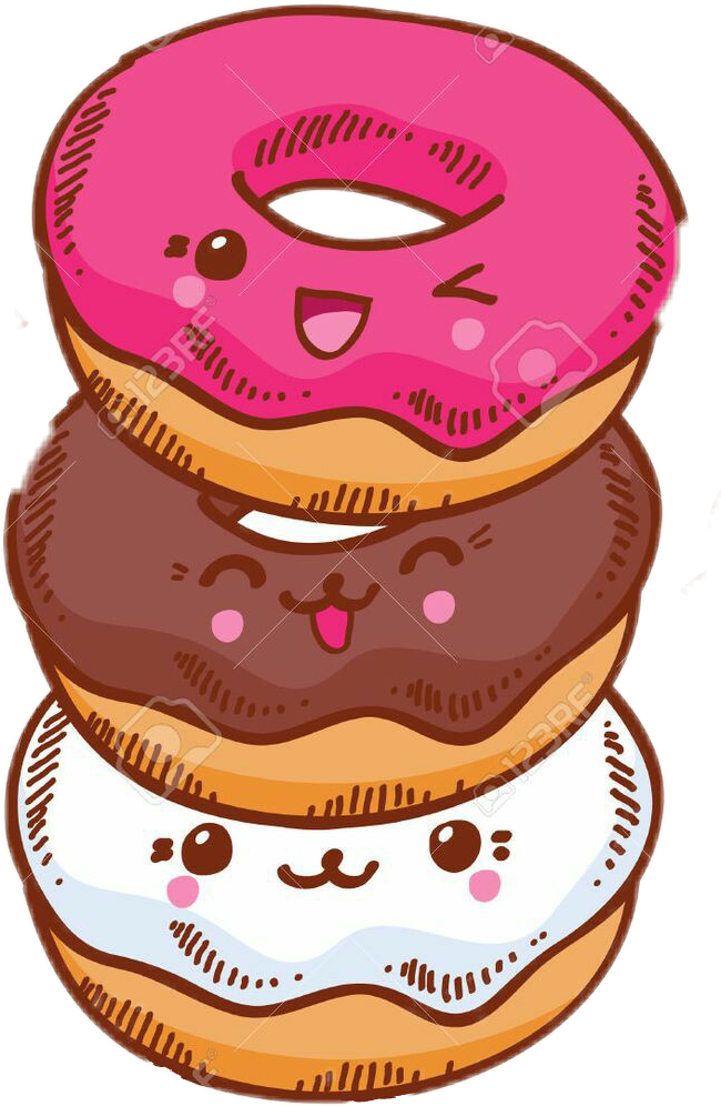 Adorable Stacked Donuts Cartoon PNG