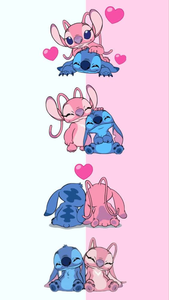 Kærlighed er i luften med sød Stitch! Wallpaper