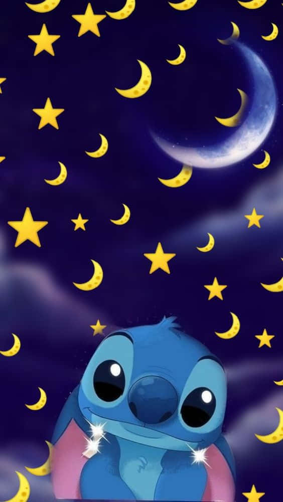 Måneoch Stjärna Med Bedårande Stitch. Wallpaper