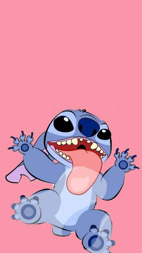 Adorable Stitch In Pink Wallpaper