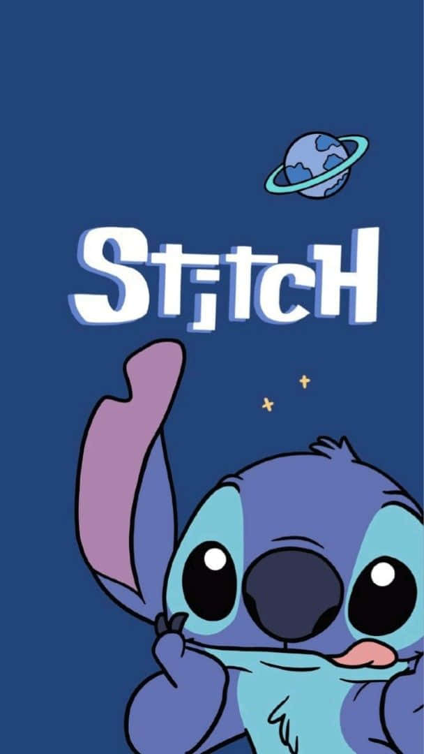 Adorable Stitch Stars And Planet Wallpaper