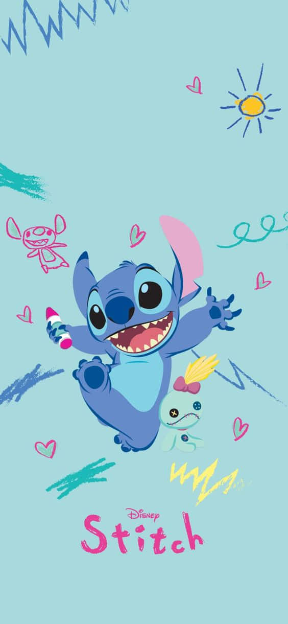 The Adorable Stich With Pen Wallpaper