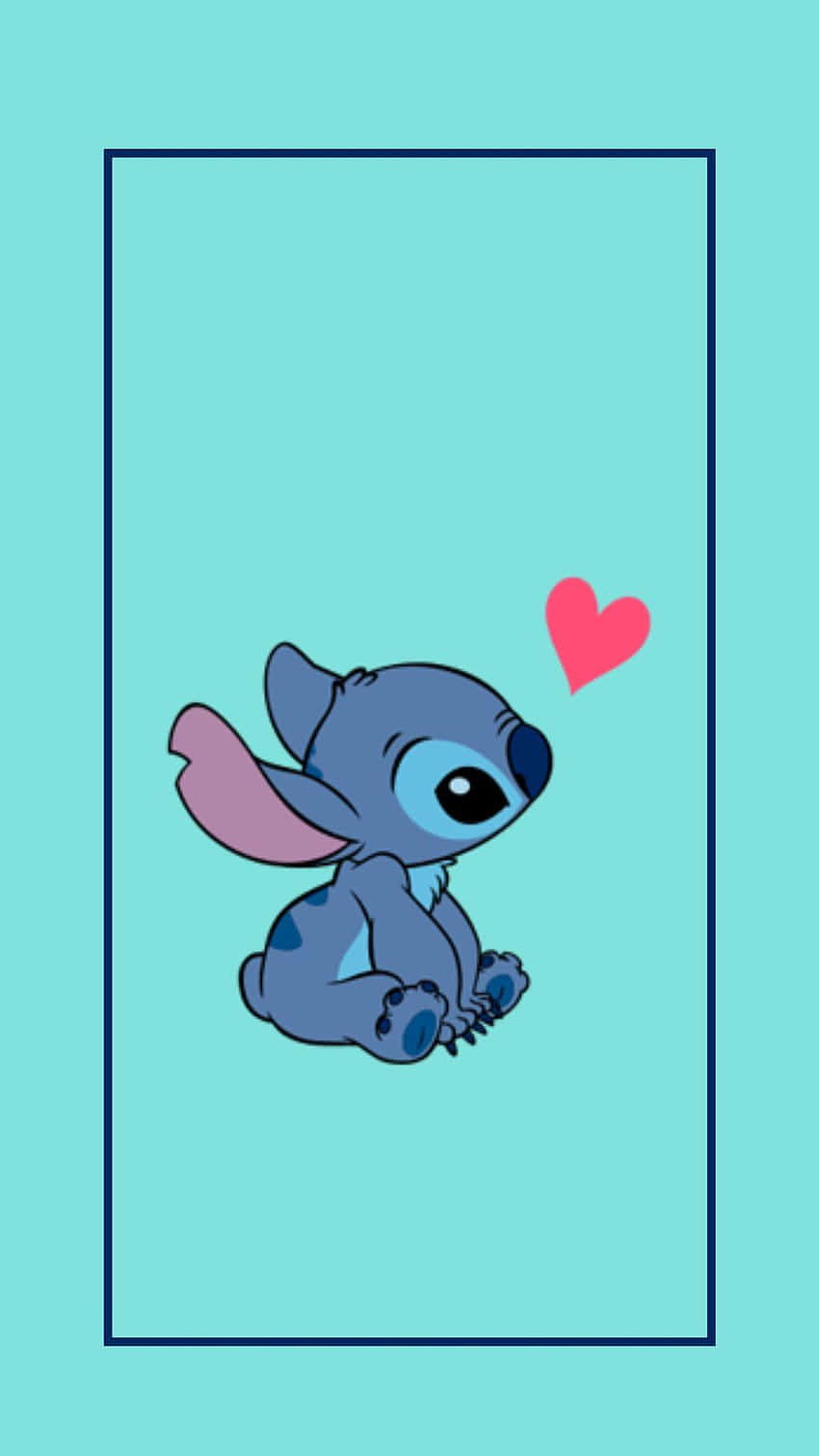 Adorable Stitch With Heart Wallpaper