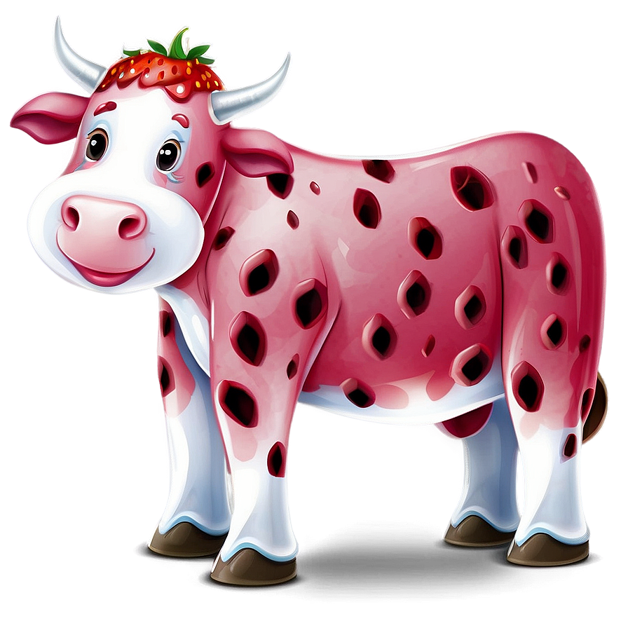 Adorable Strawberry Cow Clipart Png Ltj4 PNG