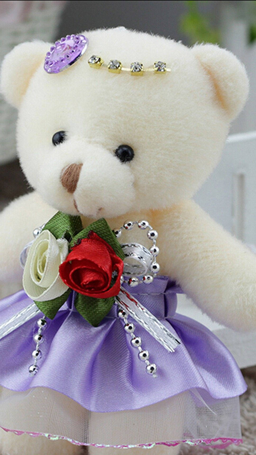 Download Cute Teddy Bear With Bag Wallpaper