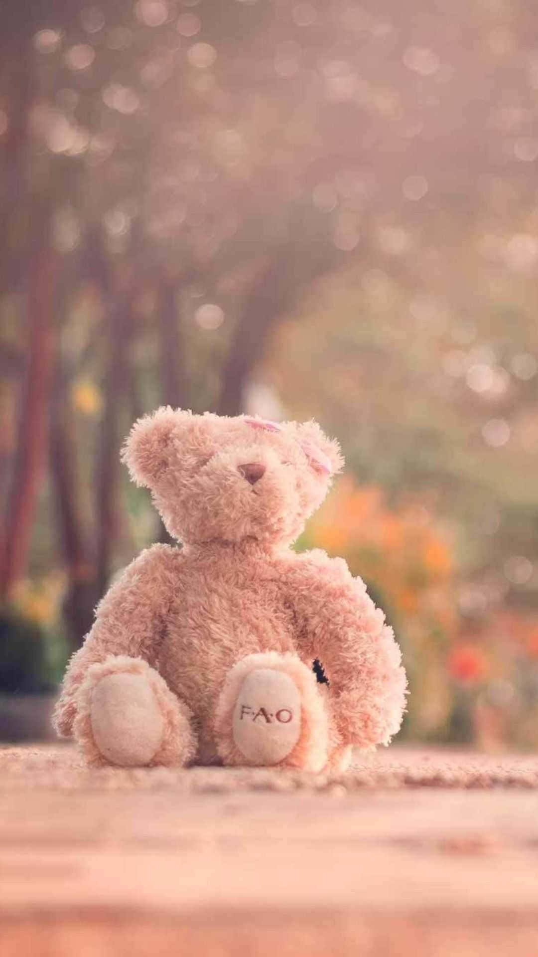 Adorable Teddy Bear On Pastel Background