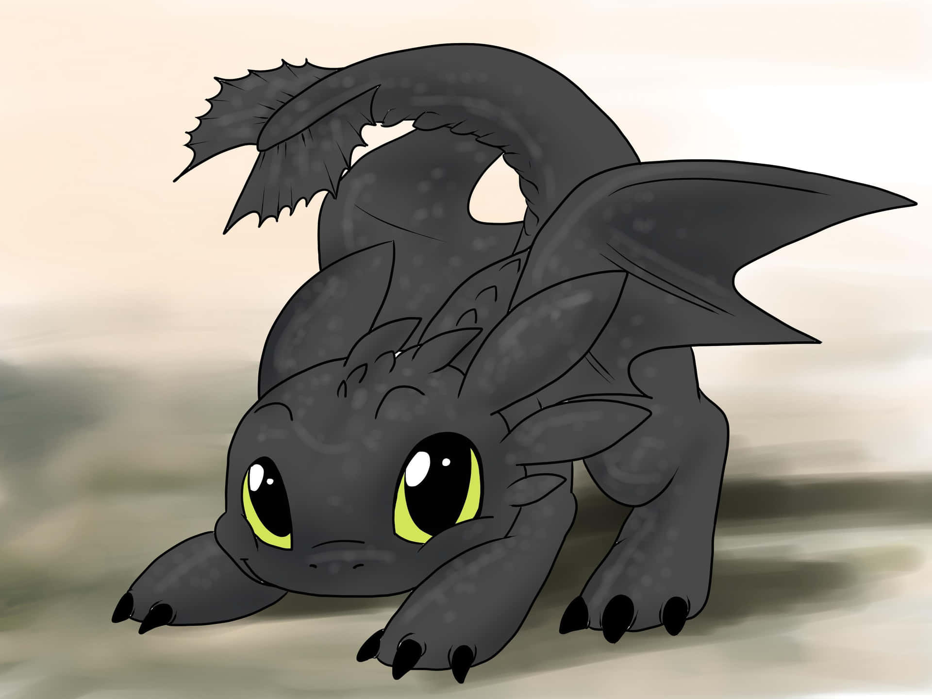 Adorable Toothless Dragon Illustration Wallpaper