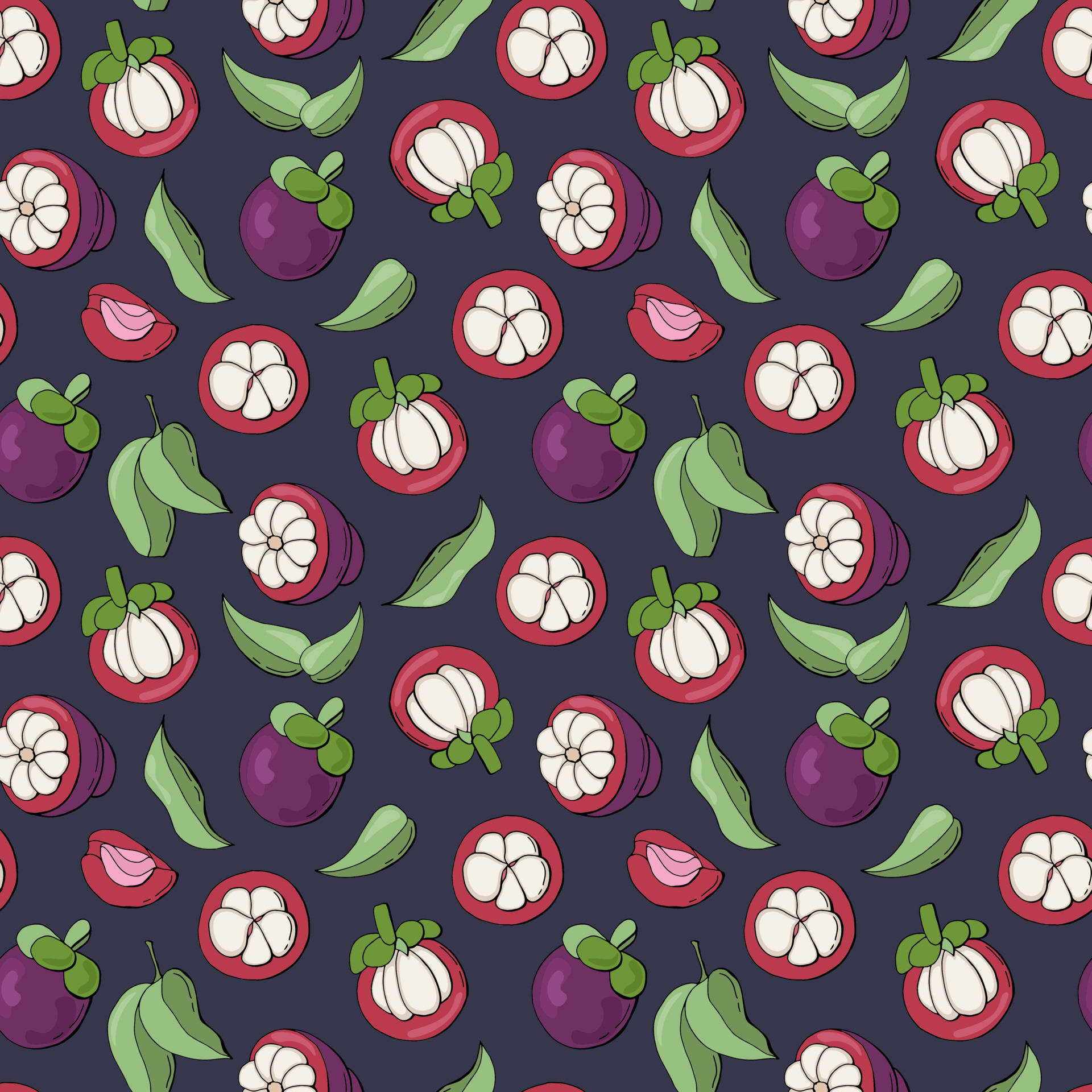Liebenswertesumherrollendes Mangostan-frucht Wallpaper
