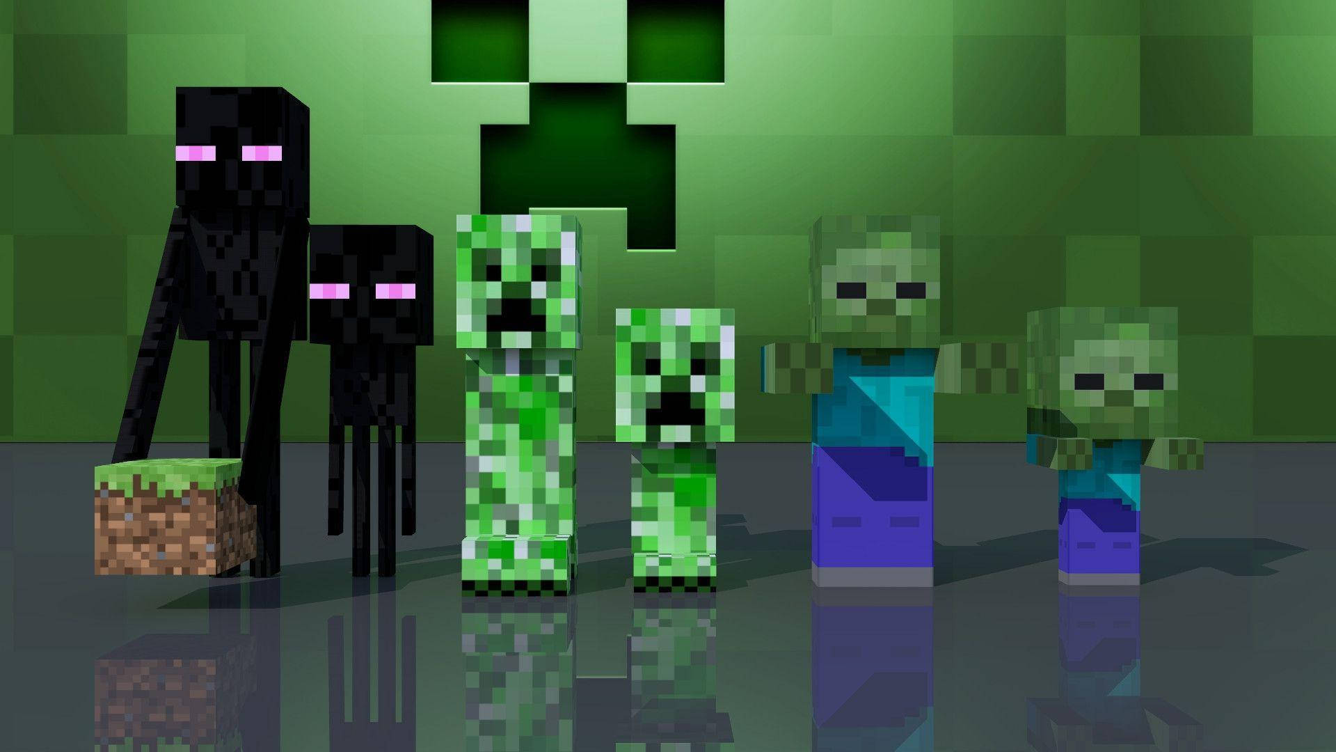 Adult And Young Minecraft Enderman Wallpaper