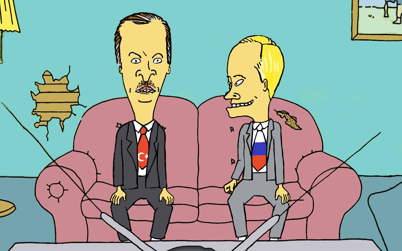 Adult Beavis And Butt Head On Couch Wallpaper