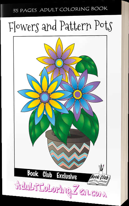 Adult Coloring Book Flowers Pattern Pots PNG