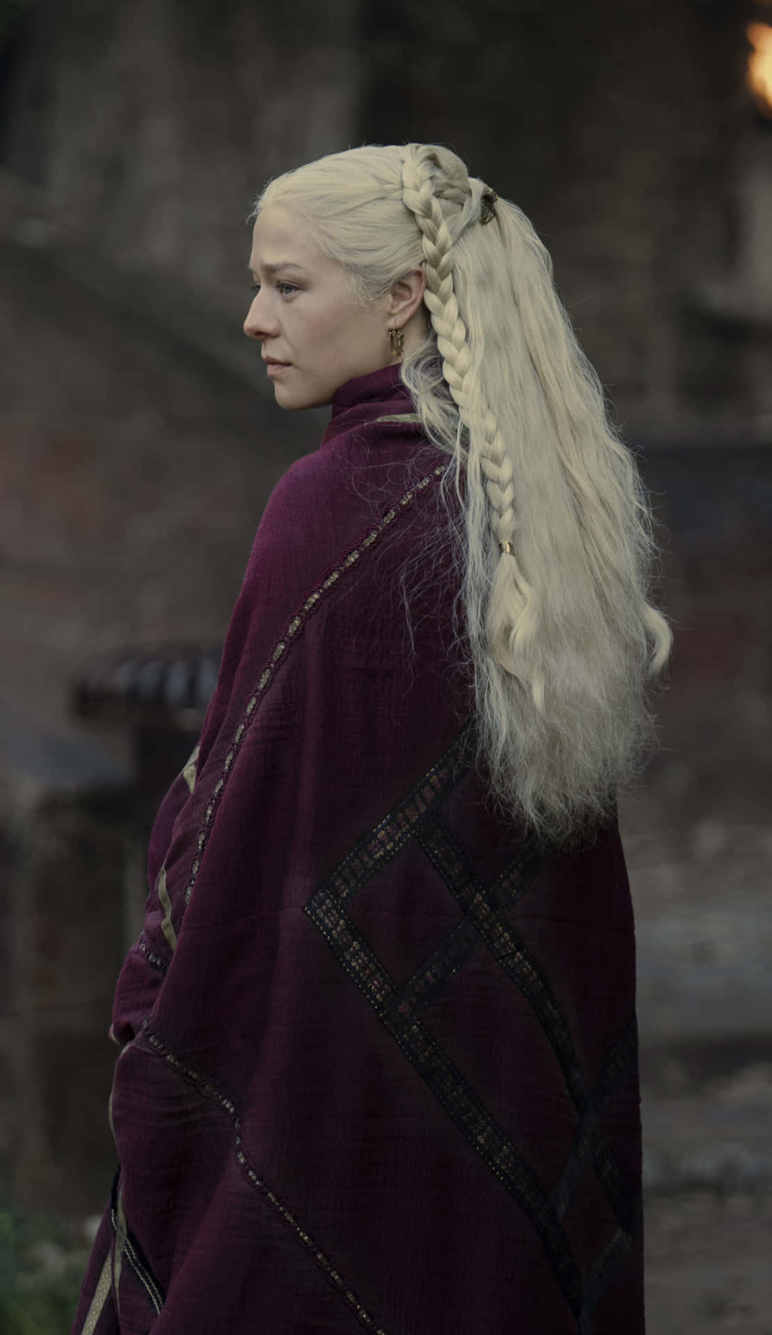 Adult Rhaenyra Targaryen Side Profile Dark Wallpaper