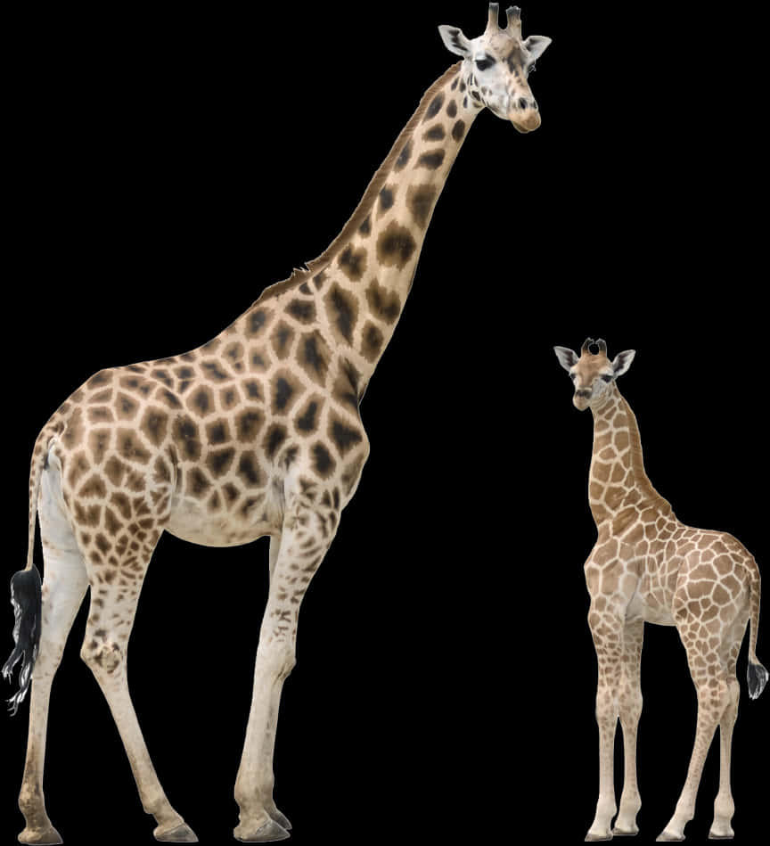 Adultand Baby Giraffe Together PNG