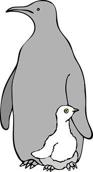 Adultand Chick Penguin Illustration PNG