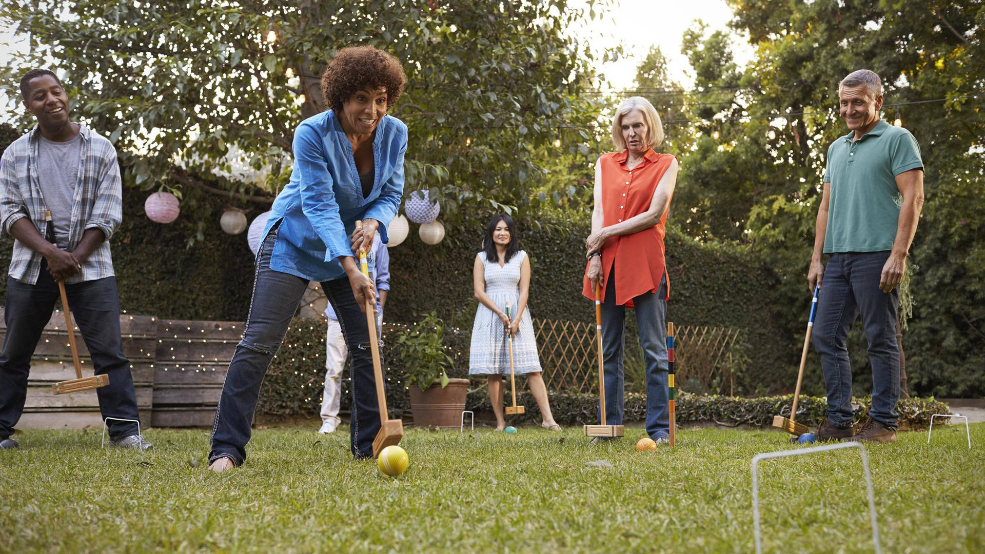 Adults Playing Croquet Wallpaper