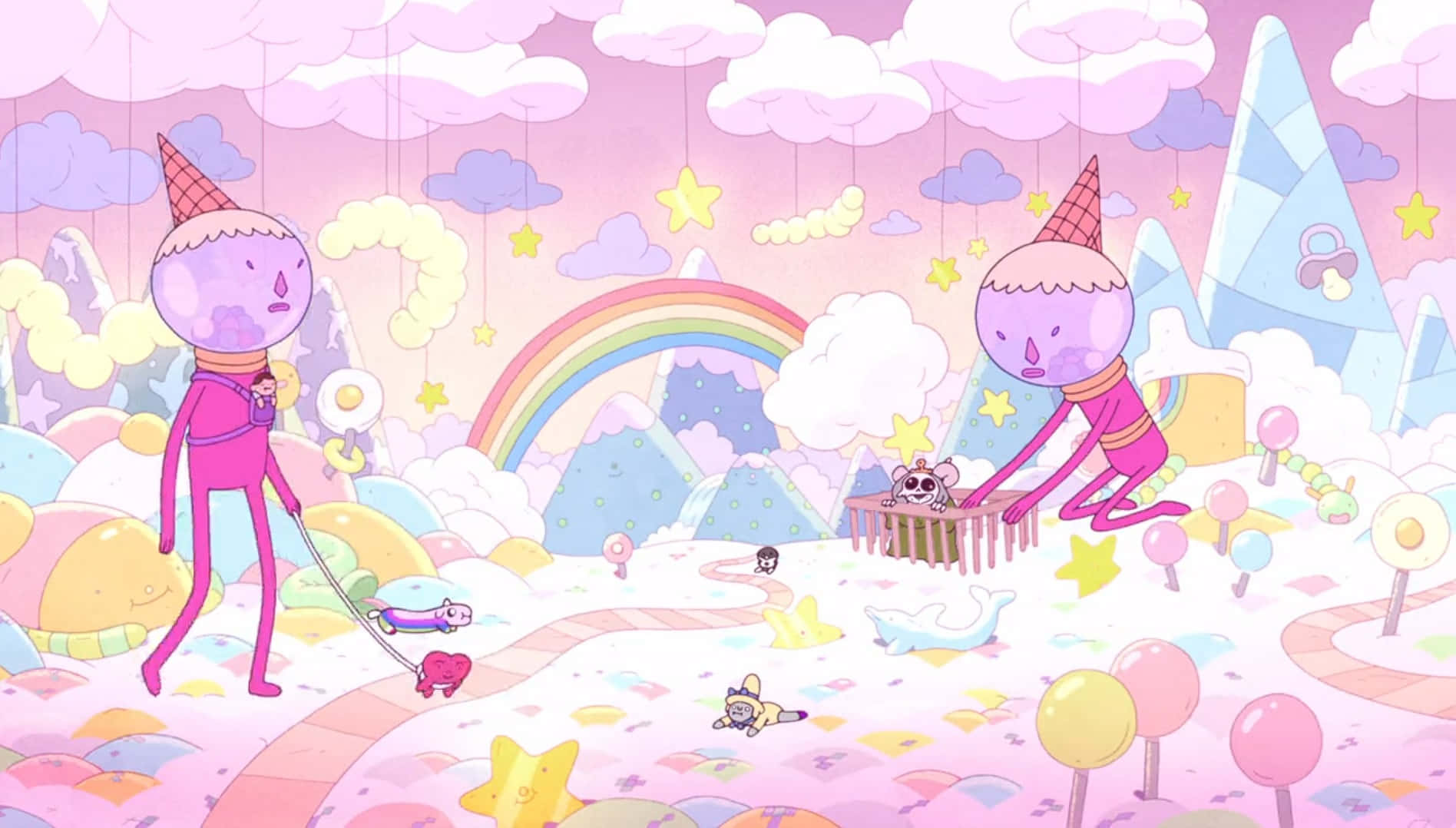 Adventure Time Candy Kingdom Scene Wallpaper