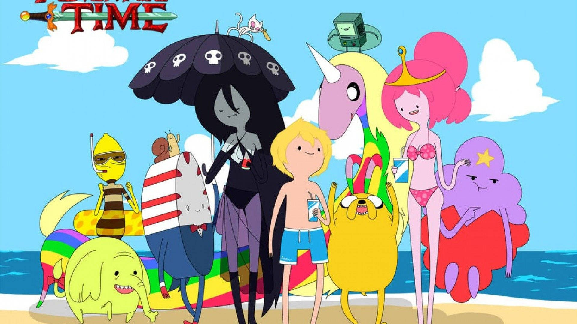 Adventure Time Characters In Beach Picture