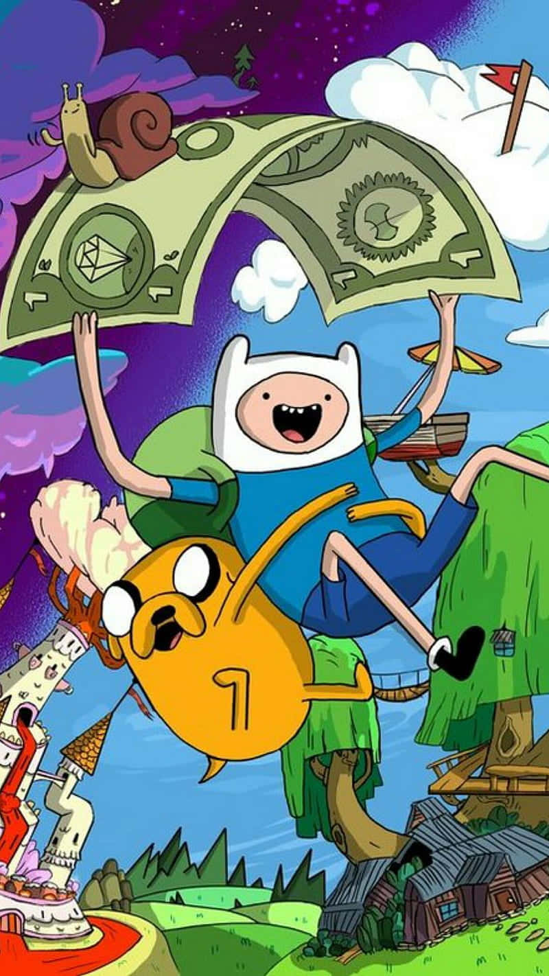 Adventure Time Finnand Jake Flying Wallpaper