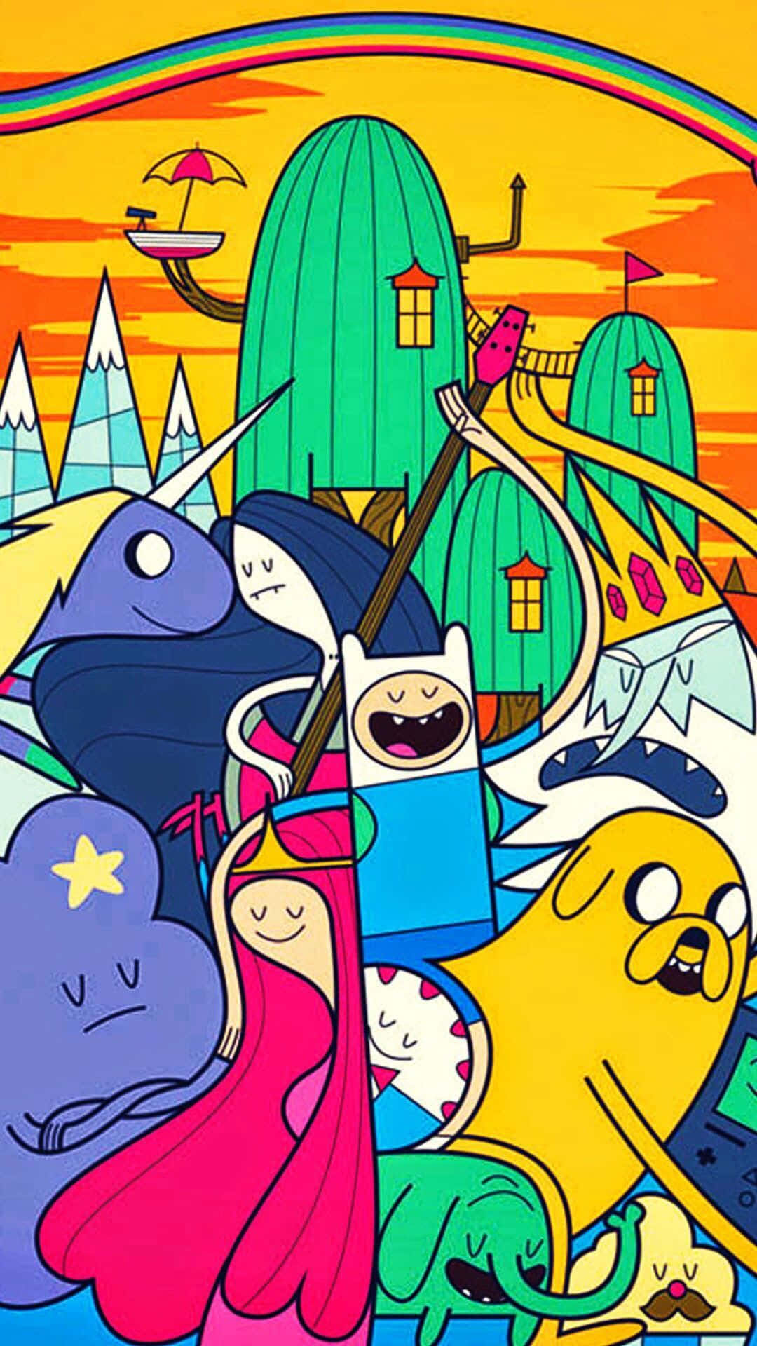 Eshora De Explorar El Mundo De Adventure Time En Tu Iphone. Fondo de pantalla
