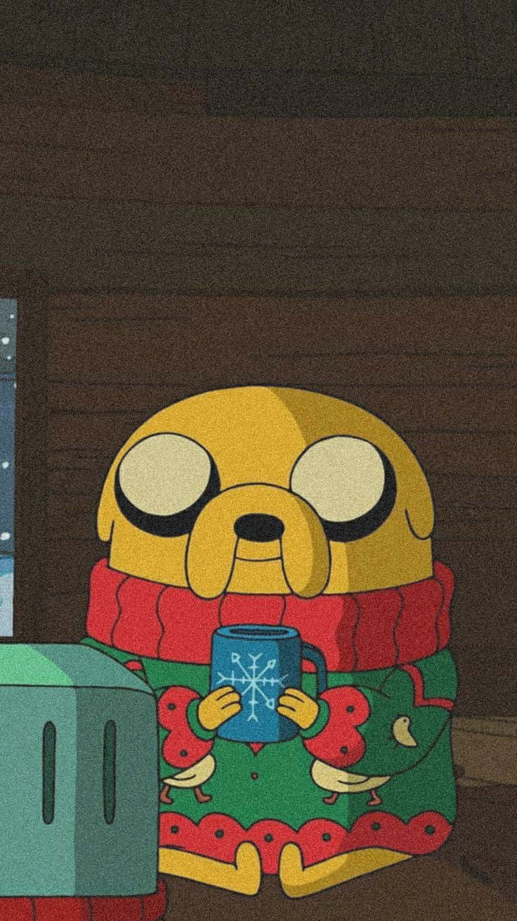 Adventure Time Jake Winter Cuddles Wallpaper