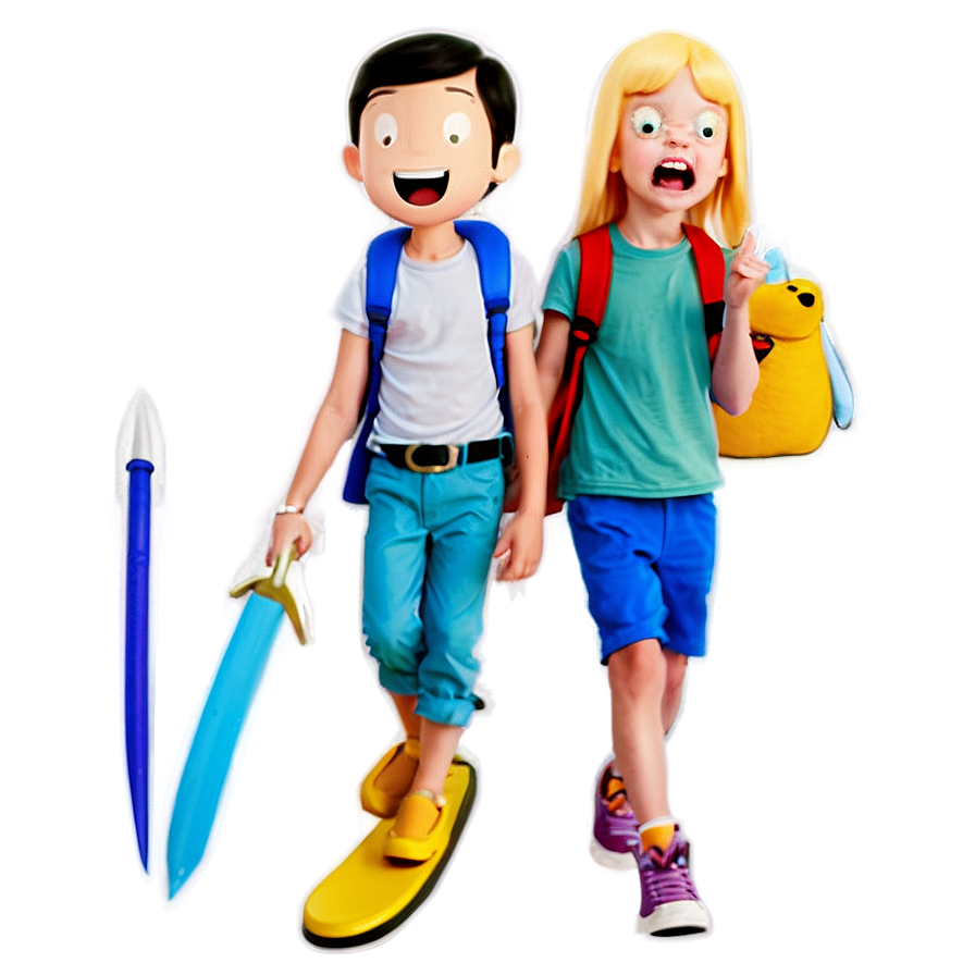 Adventure Time Kids Playing Png 06132024 PNG