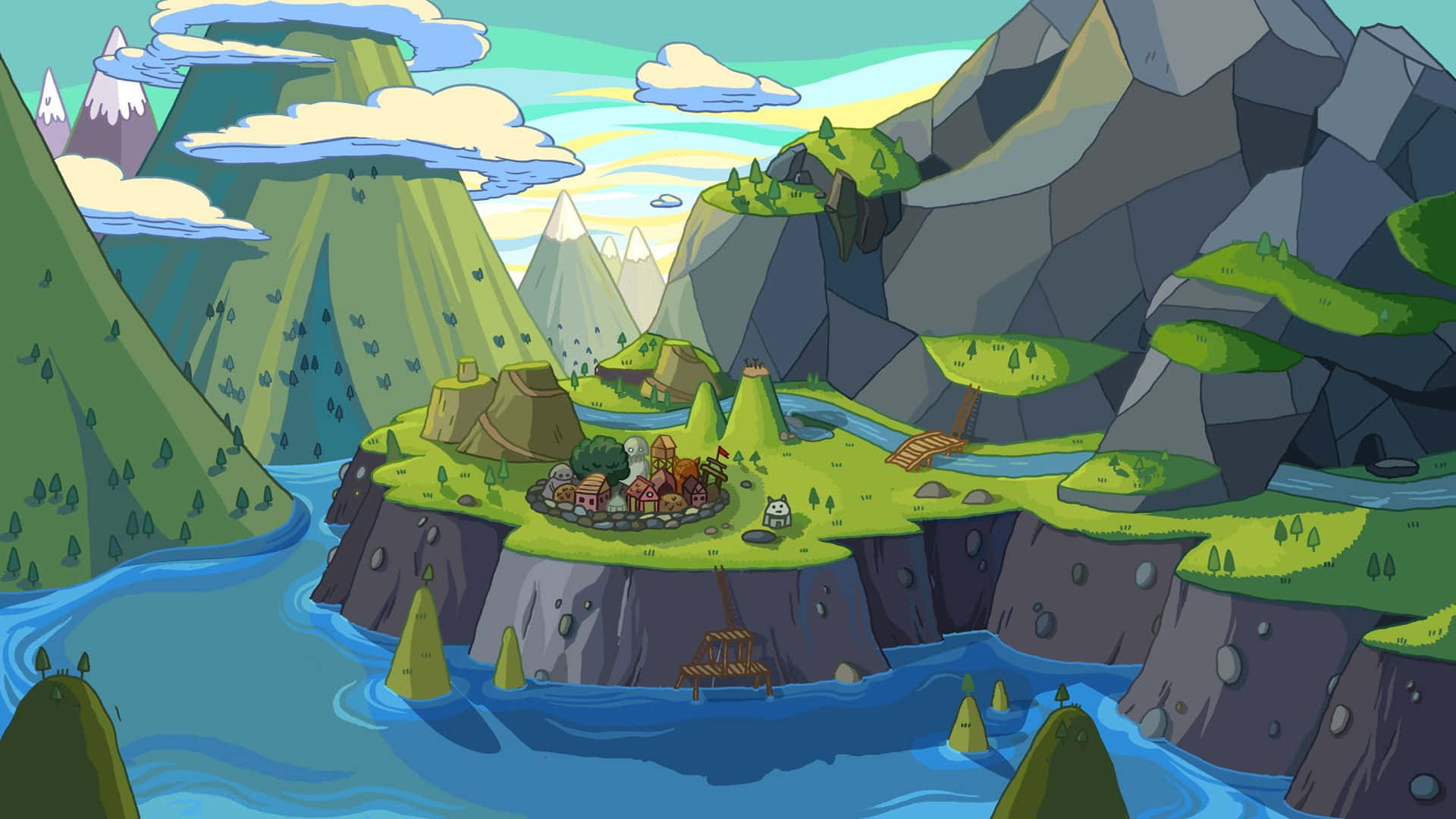 Et smukt udsigt af Adventure Time Landskab. Wallpaper