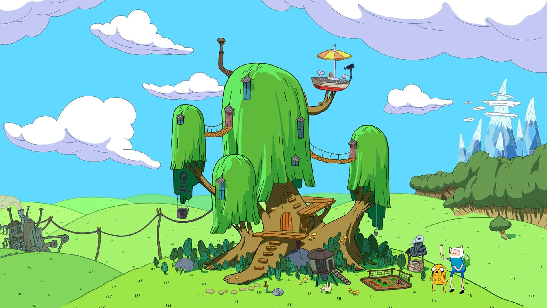 Experience the Colorful Landscape of Adventure Time Wallpaper