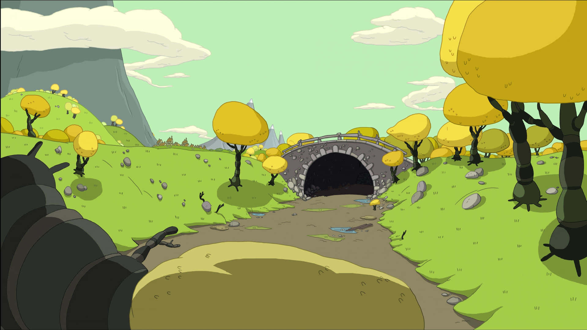 A Colorful Adventure Awaits in the Landscape of Adventure Time Wallpaper