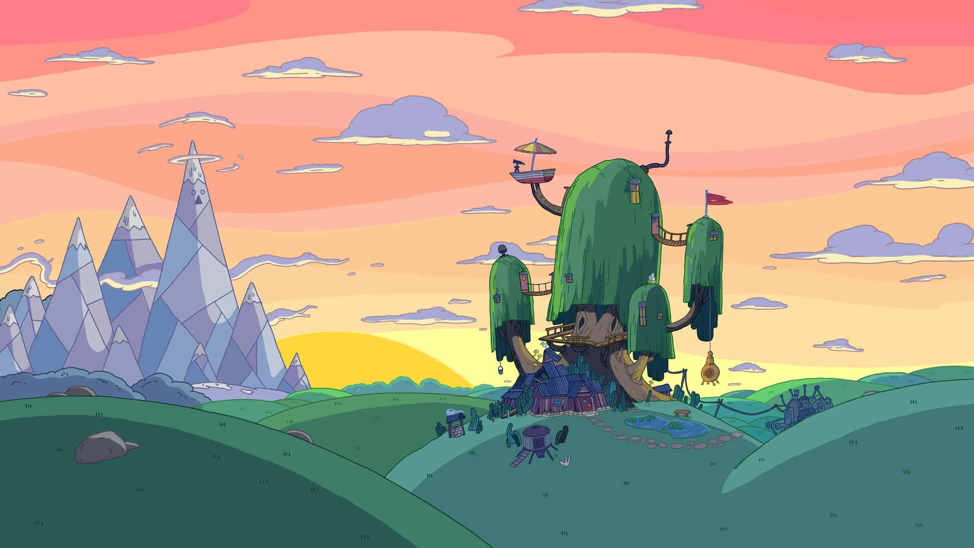 Udforsk den smukke landskab af Adventure Time. Wallpaper