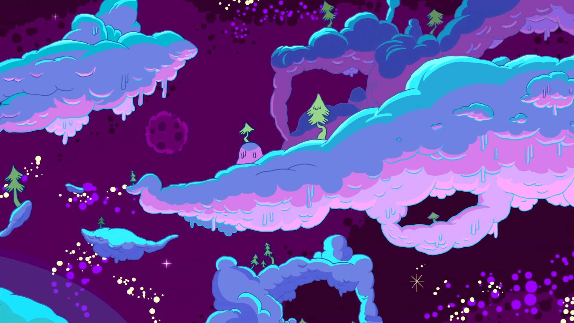 A Purple And Blue Space With Clouds And Stars Wallpaper