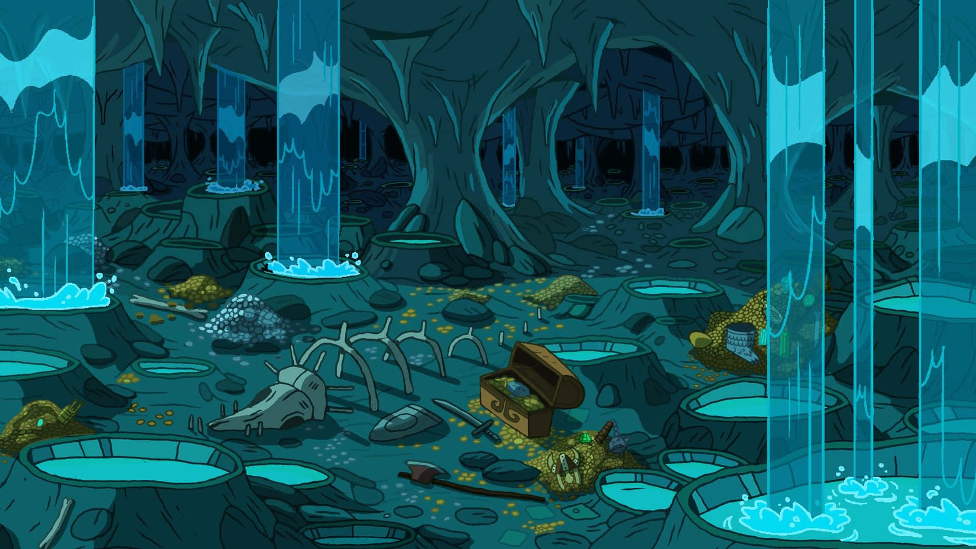 Utforskadet Okända Med Adventure Time-landskap. Wallpaper
