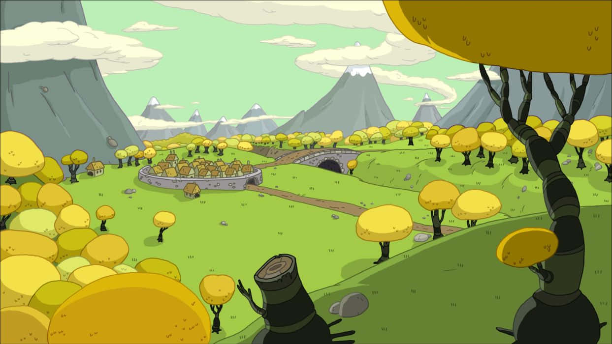 Utforskaäventyrslandskapen Från Adventure Time Som Bakgrundsbilder På Din Dator Eller Mobil. Wallpaper