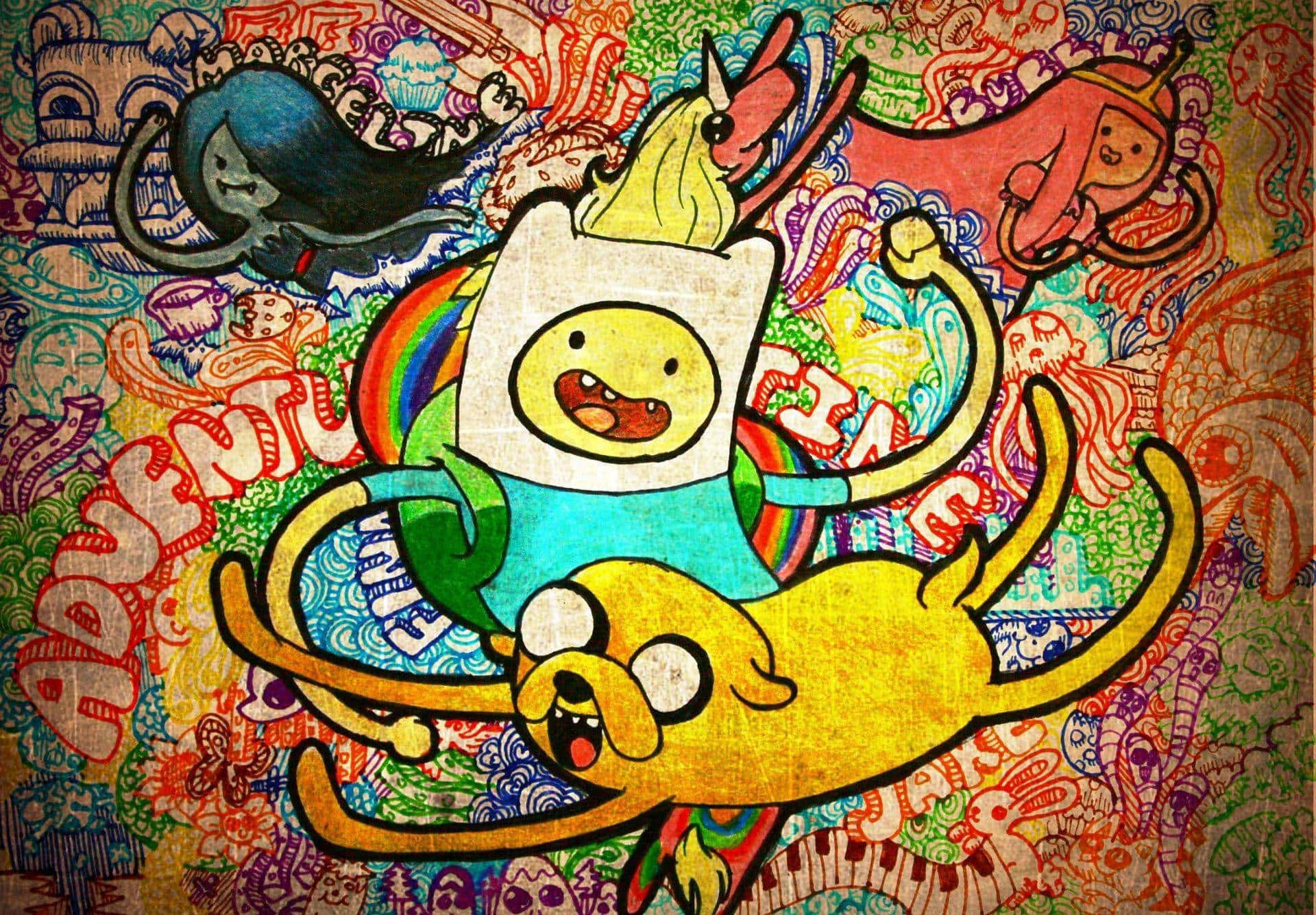 Adventure Time Rainbow Jump Artwork Wallpaper