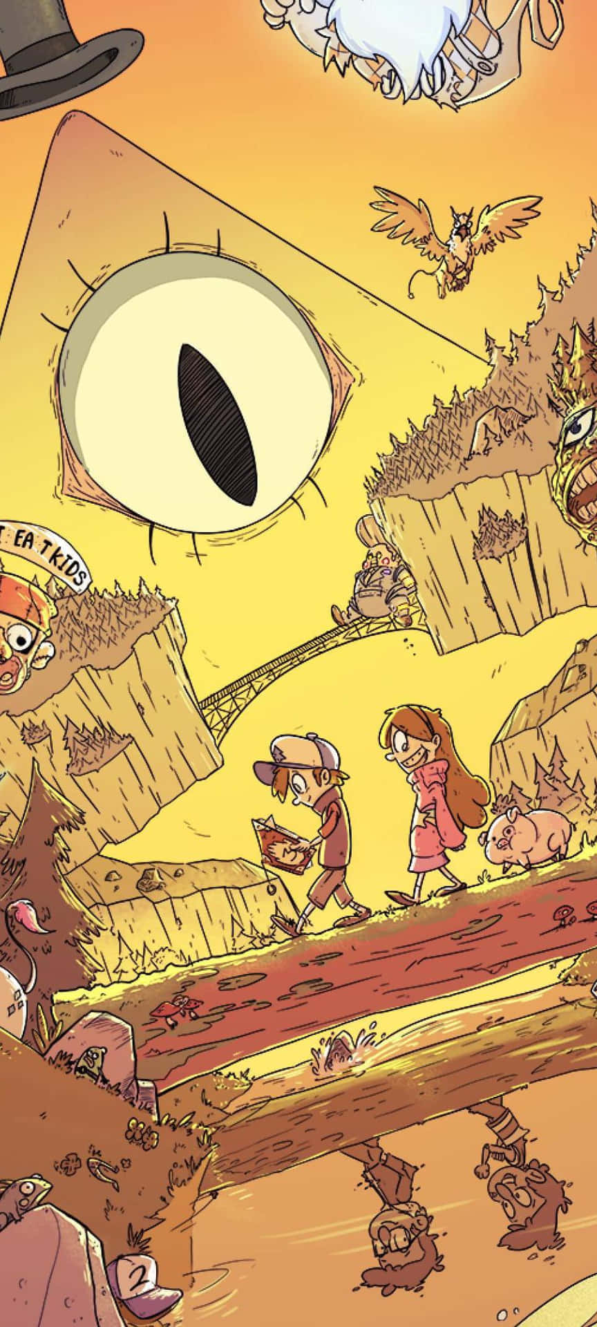 Adventure Trail Comic Scene Wallpaper