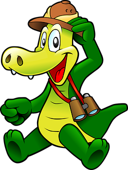 Adventurous Alligator Cartoon Character PNG