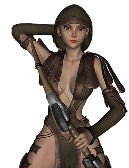 Adventurous Womanwith Rifle PNG