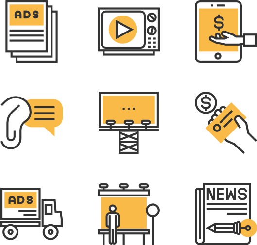 Advertising Platforms Icons Set PNG