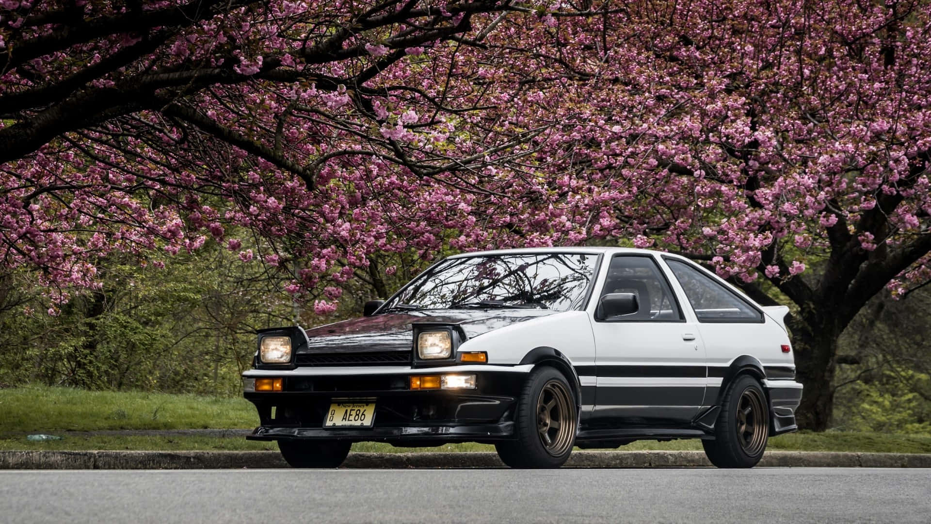 Classic Toyota Ae86 with Red Stripes Wallpaper