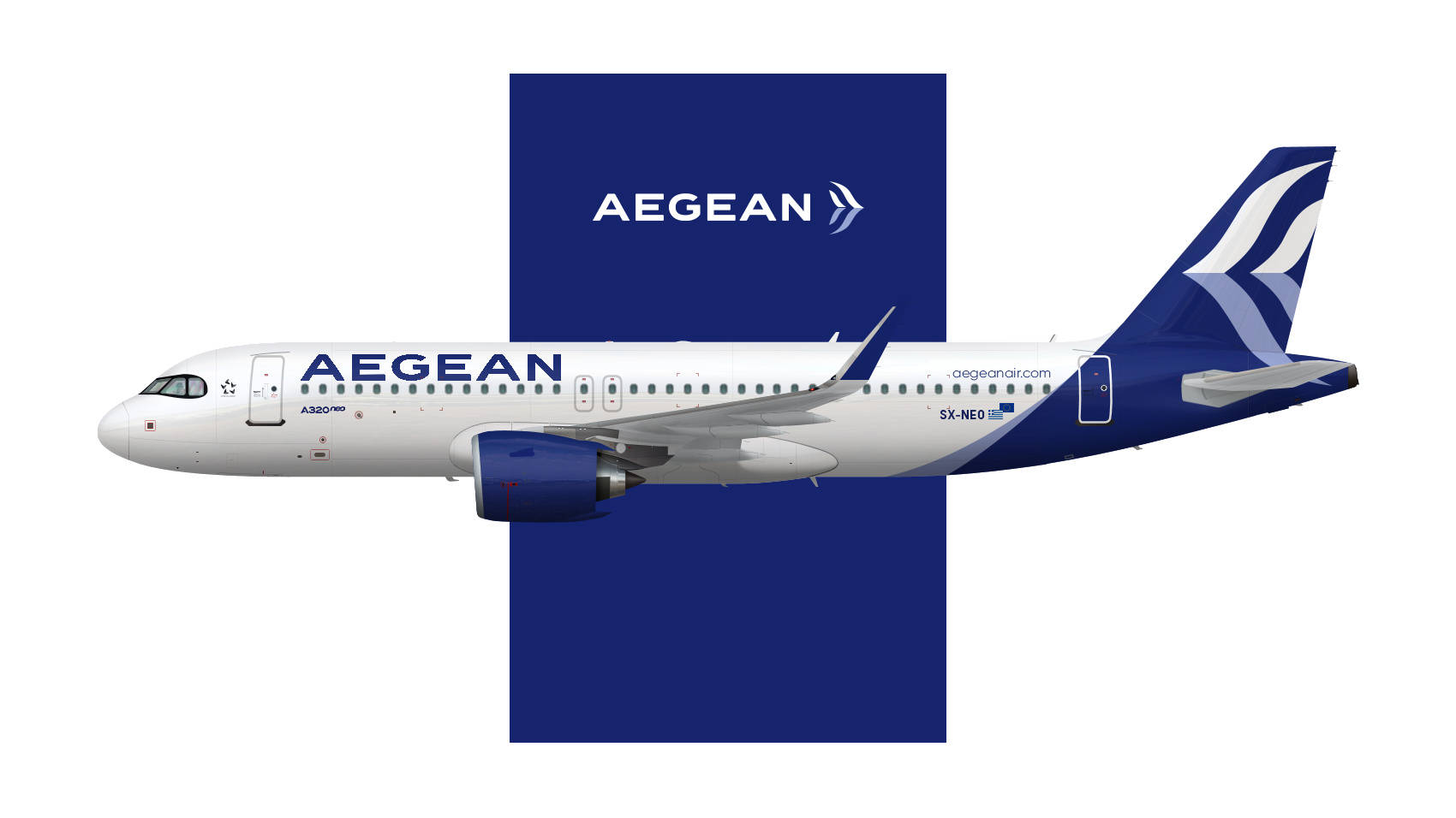 Aegeanairlines Flag Carrier Logo Och A320-plan. (note: Swedish Sentence Structure Is The Same As English In This Case, But With Swedish Spelling And Pronunciation For The Words.) Wallpaper