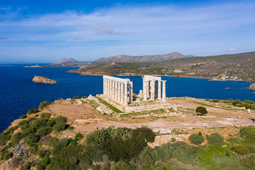 Aegean Sea And Temple Of Poseidon Wallpaper