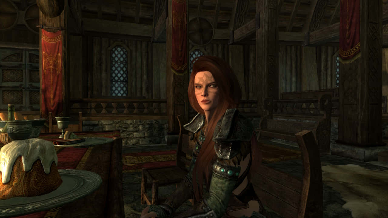 Aela The Huntress - Skilled and Fierce Warrior of Skyrim Wallpaper